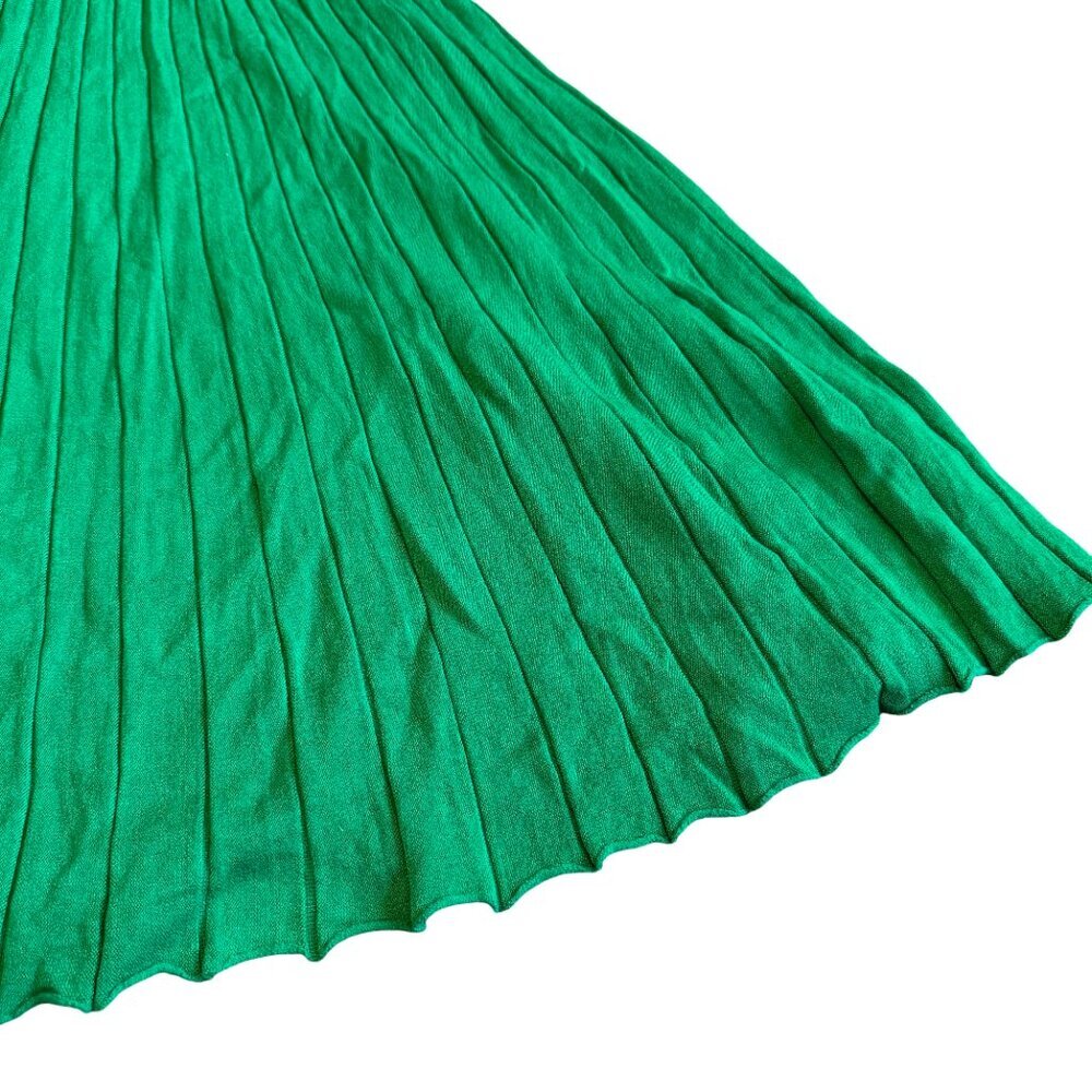 A New Day Kelly Green Stretchy Pleated Halter Dress Midi Length Size Meidum - Picture 7 of 10